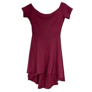 Women's Sarin Mathews Designer Burgundy Maroon Off Shoulder Hi-Low Dress - Small